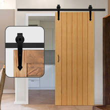 HACCER-Kit de herrajes para puerta corredera de Granero, accesorio de madera con forma de flecha, para armario de una sola Puerta, 1210-4840mm 2024 - compra barato