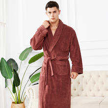 Robe Winter Thicken Men 100% Cotton Nightgown Extra Long Sleep Towel Fleece Long Kimono Bathrobe Gown Warm Casual Sleepwear 2024 - buy cheap