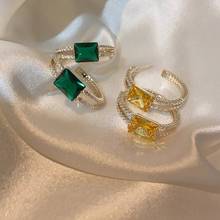 Brincos de pino brilhantes de temperamento tarcliy elegante forma de c com strass verde zircônia conjunto de joias femininas presentes 2024 - compre barato