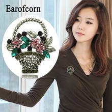 Earofcorn-exquisitos broches de cesta de flores, broches de joyería de diamantes de imitación coloridos, accesorios de ropa para hombre y mujer, regalo 2024 - compra barato