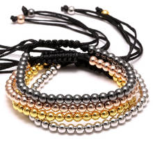 Handmade 4mm Bead Ball Braided Lace Charm Wrap Rope Beaded Bracelet Bracelet Adjustable Rope Jewelry Men and Women 2024 - buy cheap