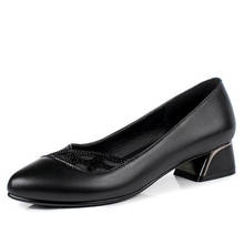 Zxryxgs sapato de salto alto de couro feminino, sapatos pontudo de couro bovino com strass, tamanho grande, 2020 2024 - compre barato