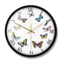 Roman Numerals Modern Wall Clock Colorful Butterflies with Bedroom Kitchen Silent Hanging Clock Wall Watch Butterflies Gift Idea 2024 - buy cheap