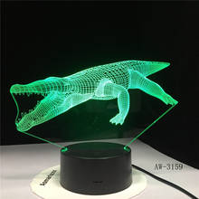 Luminária de led crocodilo com controle de toque, lâmpada 3d colorida por toque, acessório de luz para quarto infantil, lâmpada de festa 2024 - compre barato