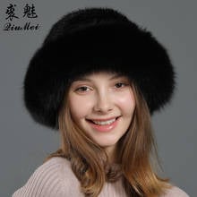 Winter Women Real Fur Hat Mink Fur Beanies New 2019 Natural Fur Caps With Fox Fur Hat Luxury Knitted Hats Female Genuine Fur 2024 - buy cheap