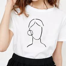 Women T-shirt summer fashion harajuku minimalist abstract face print female tee tops Short sleeve O-neck t shirt femme 2024 - buy cheap