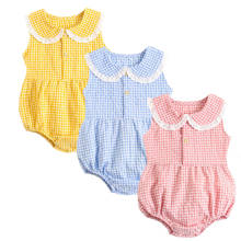 Infant Baby Girls Lovely Jumpsuit Korean Style Lattice Cotton Sleeveless Summer Baby Girls Clothes Toddler Baby Girl Bodysuits 2024 - buy cheap
