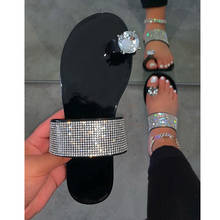 Zapatillas de verano para mujer, Sandalias planas con diamantes de imitación, zapatos de playa cómodos para exteriores, Color sólido, talla grande 41, 2020 2024 - compra barato