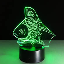 Форма рыбы Домашняя электроника 3d Маленькая настольная лампа красочный сенсорный ночник USB акриловая прикроватная лампа для спальни 2024 - купить недорого