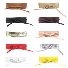 Women Soft Faux Leather Solid Color Waist Belt Bow Tie Wide Wrap Around Boho Corset Vintage Elegant Bodice Waistbnd 2024 - buy cheap