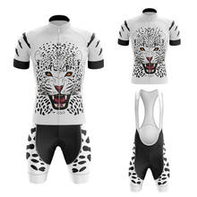 Conjunto de camisa masculina de ciclismo leopardo, manga curta, roupas com babador em gel respirável 2024 - compre barato