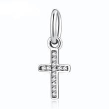 Symbol Of Faith Cross Pendant Charm fit Lady Bracelet Bangle Authentic S925 Silver  Bead  DIY Jewelry Clear CZ 2024 - buy cheap