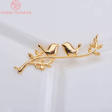 (148) 6PCS 14.5x45MM 24K Gold Color Plated Bird with Tree Connector Charms High Quality DIY Jewelry Making Findings 2024 - buy cheap