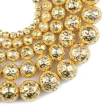 Yhbzret-colar de pedra naturais de hematita, 18 ouro, lava, contas soltas, para fazer joias, 4, 6, 8, 10, 12mm, acessórios, pulseira 2024 - compre barato