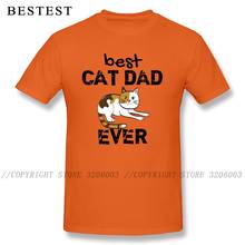 Impressão melhor gato pai nunca t camisa pai dia topos tshirt manga curta personalizado roupas para homem cupons todos os camisetas de algodão laranja 2024 - compre barato