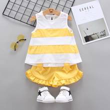 2021 Summer baby girl clothing set Princess Stripe Sleeveless vest+shorts pants 2pcs tracksuits for bebe girls birthday clothing 2024 - buy cheap