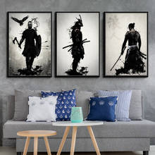 Pôster e impressões blindadas para parede, pintura de arte de parede samurai, japonês, anime, da moda, tela, imagens para decoração de casa, sala de estar, imperdível, novo 2024 - compre barato