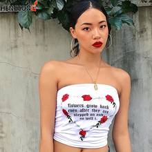 2020 Summer Women Sexy Strapless Tube Top Flower Printed Bandeau Summer Letters Streetwear Off Shoulder Crop Top 2024 - buy cheap