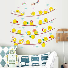 Adesivo de parede enfeite de ovos amarelos para crianças, desenho animado, faça você mesmo, móveis, armários de cozinha, decoração 2024 - compre barato