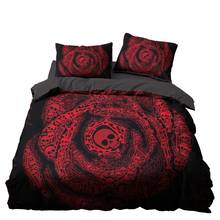 3D Bedding Sets Duvet Quilt Cover Set Comforter Case Bed Linen Pillowcase King Queen Full Double Red Rose Skull Pattern 2024 - buy cheap