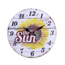 Home Decoration Large Wooden Wall Clock Circular Vintage Creative Silent Living Room Decor Wall Clock Sunflower Picture Design 2024 - buy cheap