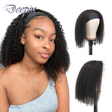 Pelucas de cabello humano rizado brasileño para mujeres negras, diadema hecha a máquina, no Remy, 150% de densidad, Color Natural 2024 - compra barato