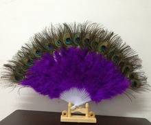Wholesale Beautiful Natural Peacock Dance Performance Classic Feather Fan Christmas Halloween Decoration Costume Props 2024 - buy cheap