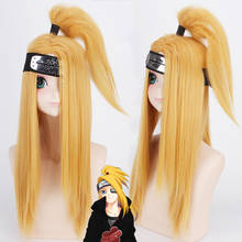 Anime Deidara Cosplay Yellow Long Wig Heat-resistant Fiber Hair + Wig Cap+ Headband Party Props Men Role Play Women 2024 - buy cheap