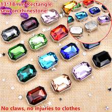 Sew On Rhinestone Glass Crystal Silver Base With 4 Holes 13*18Mm 15 Pcs/Pack Nice Colors Rectangle Navette Beads Appliques Diy 2024 - buy cheap