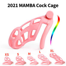 Pink Resin Mamba Stop Masturbation Cock Cage Lockable Male Penis Rings Lock Plastic Chastity Belt Device Fetish Sex Toys For Men 2024 - buy cheap
