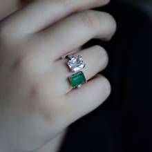 Luxury Green color Open Ring For Women 5A Cubic zircon Silver color Green Fusion Stone Bride Wedding EngagementFashion Jewelry 2024 - buy cheap