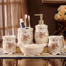 Five-Piece Bathroom Set Ceramic European Court Toothbrush Holder Shampoo Bottle Soap Dish Cups Set Toilet Supplies 2024 - buy cheap