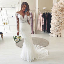 Vestido de noiva vestido de noiva vestido de noiva feito sob encomenda do laço do laço do vestido de noiva da sereia da colher mais tamanho 2024 - compre barato
