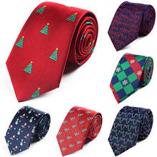 Christmas Tie Fashion 7.5cm Men's Tie Snowflake Santa Claus Tree Polyester Necktie Green Red Striped  Jacquard Festival Neck Tie 2024 - buy cheap