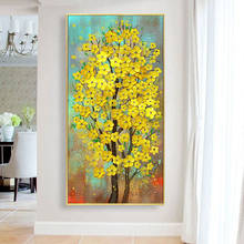100% Handpainted Gold Tree Abstract Oil Painting On Canvas Art Gift Home Decoration Living Room Wall Art Frameless Picture 2024 - buy cheap