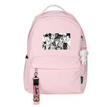 Jojo bizarre s bizarra aventura feminina volta pacote rosa bookbag sacos de escola de náilon para adolescentes bonito viagem bagpack pequena mochila 2024 - compre barato