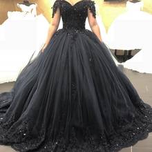 Женское свадебное платье со шлейфом It's yiiya, черное готическое винтажное бальное платье с открытыми плечами и кружевами на лето 2021 2024 - купить недорого