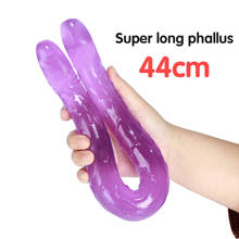 Realista consolador 44cm Super largo consolador con cabeza doble para mujer lesbiana Gay silicona blanda Flexible jalea falso pene juguetes para adultos 2024 - compra barato