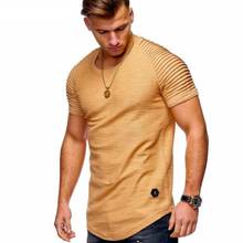 Camiseta a la moda para hombre, camisa de manga corta ajustada con cuello redondo, diseño a rayas, color puro, de marca 2024 - compra barato