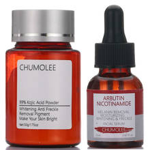 Chumolee 99% kojic ácido em pó + alpha arbutin soro remover melasma acne pigmento melanina sopt escuro cuidados com a pele clareamento creme para o rosto 2024 - compre barato