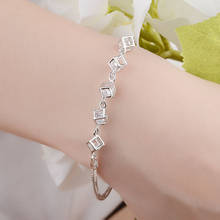 2020 Hot Best High Qualtiy Bracelet Cube Square White Crystals Bracelet For woman Girls Fashion Party jewelry Gifts Wholesale 2024 - buy cheap