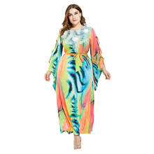 Caftán Abaya de talla grande para mujer, Vestido largo de manga acampanada con estampado bohemio, vestido de fiesta de cóctel, vestido de verano musulmán 2024 - compra barato