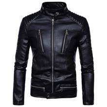 2020 British Style Men's Leather Jacket Autumn Slim fit Motorcycle Bomber Faux Leather Jacket Men Coats Multi-Zippers Size M-5XL 2024 - buy cheap