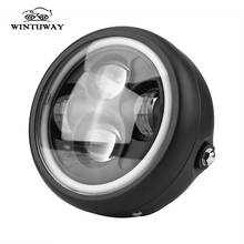 WINTUWAY Motorcycle LED Headlight HeadLamp Bulb For Harley Sportster Cafe Racer Bobber Motor Headlight Bulb DRL With Angel Ring 2024 - buy cheap