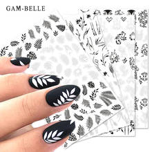 1pcs 3D Nail Slider Black and white lace maple leaf vintage flower vine Decals Adhesive Manicure Tips Nail Art Decorations 2024 - buy cheap