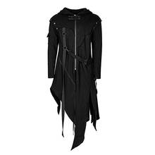 Jaqueta gótica masculina com capuz, casaco longo vintage steampunk para homens com design irregular, cardigã plus size 5xl 2024 - compre barato