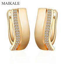 MAIKALE  Simple Stud Earrings for Women Gold  Cubic Zirconia Charm Korean Earrings Fashion Wedding Jewelry Gifts 2024 - buy cheap