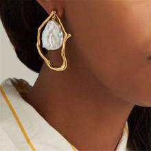 Creative Irregular Pearl Gold Stud Earrings European And American Elegant Female Earrings Retro Lady Jewelry 2024 - buy cheap