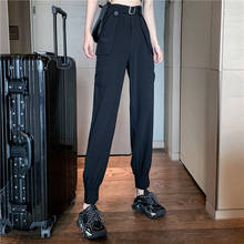 Широкие брюки-карго; Повседневные женские брюки; Осенние прямые длинные брюки с высокой талией; Женские однотонные зимние штаны в Корейском стиле 2024 - купить недорого