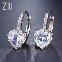 ZN New Cute Love Heart Crystal Stud Earrings Fashion CZ Rhinestone Jewelry Ear Accessories for Women Wedding Party Couple Gifts 2024 - buy cheap